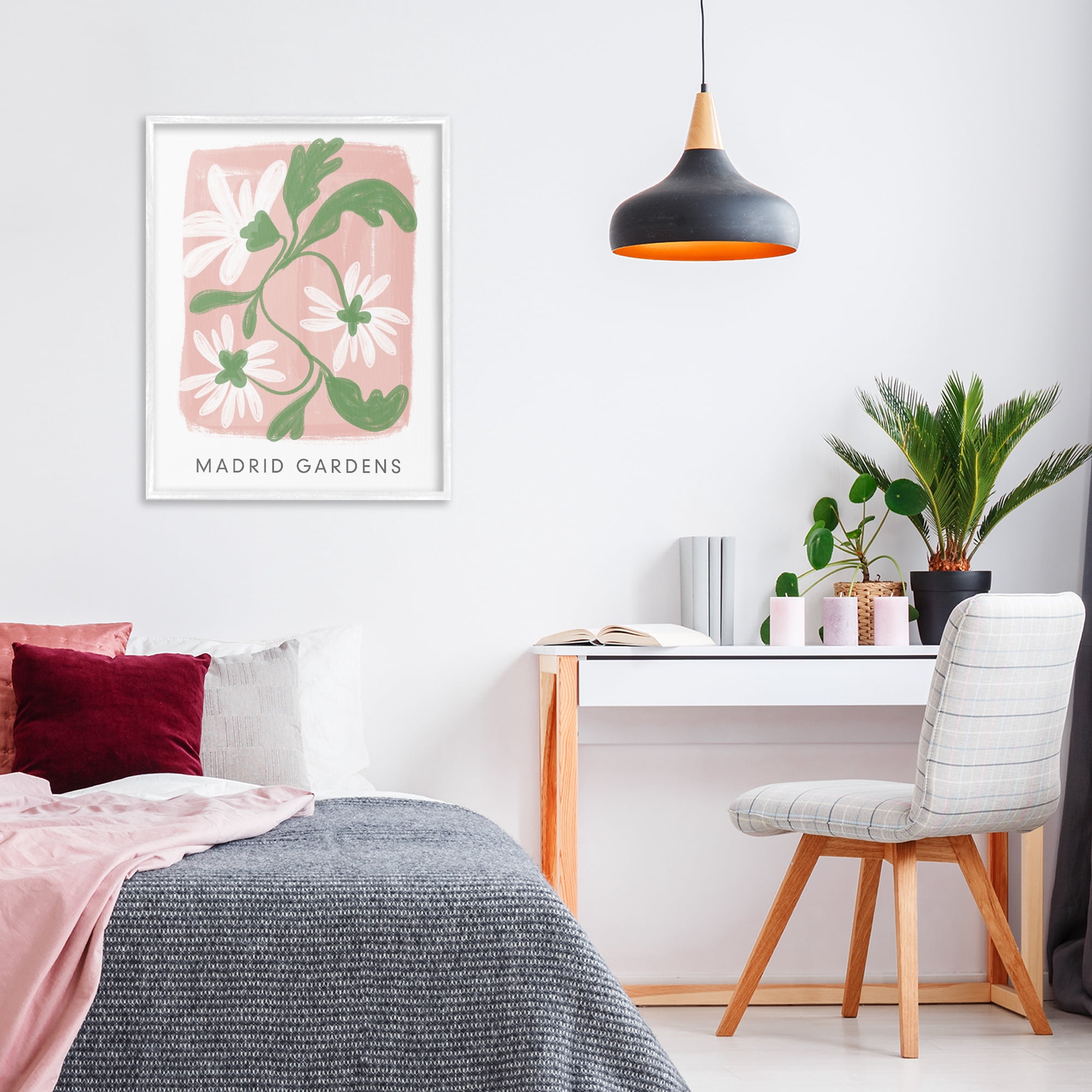Stupell Industries Madrid Gardens Pastel Blooms White Framed Giclee Art, design by Lucille Price