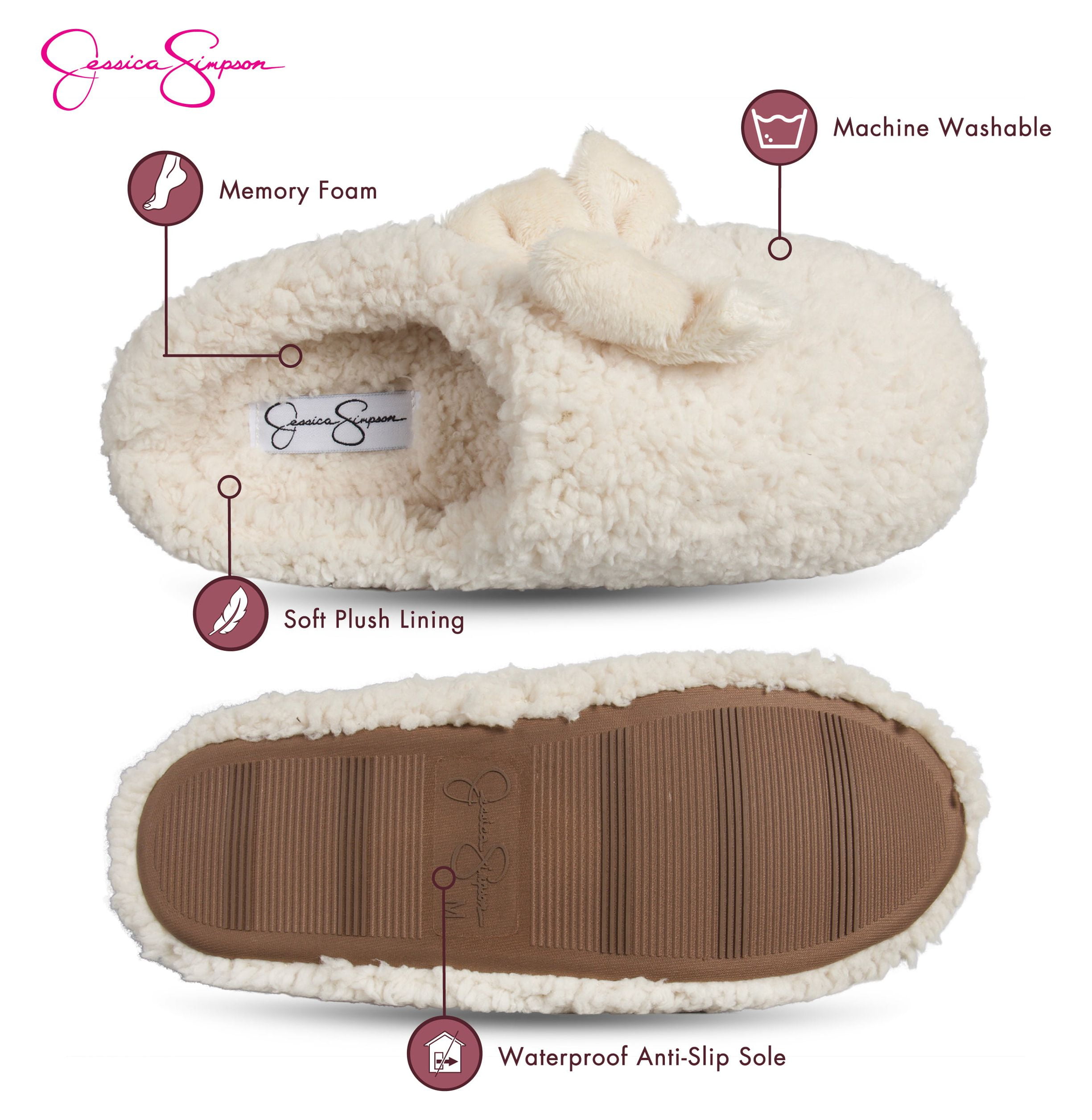 Jessica Simpson Womens Plush Marshmallow Slide On House Slipper