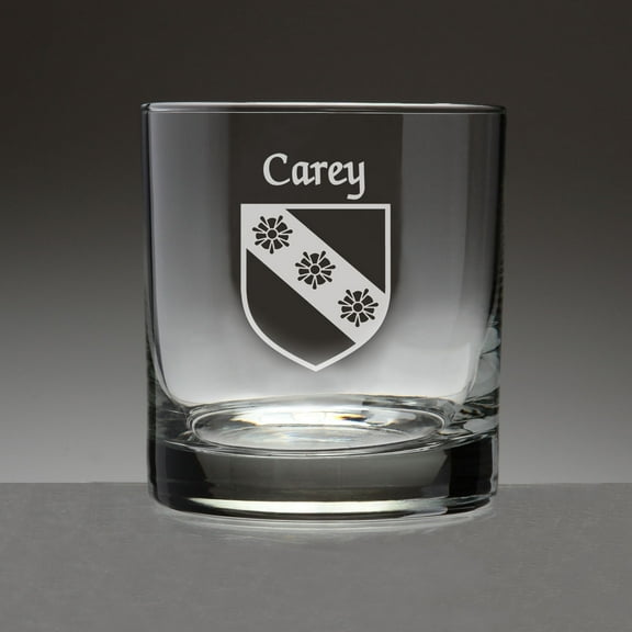Carey Irish Coat of Arms Tumbler Glasses - Set of 4 (Sand Etched)