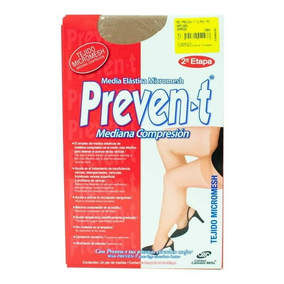 Medias Cannon para Mujer, Etapa 2 Elástica Micromesh de Compresión Café Talla M