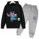 thumbnail image 3 of Ropa para niños, tendencia, chándal cálido, otoño, estampado de dibujos animados de anime, sudadera con capucha para niños y niñas, conjunto de traje de dos piezas y pantalones, 3 of 5