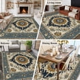 thumbnail image 6 of Vintage Flowers Pattern Washable Area Rug 5 x 7 ft Blue Traditional Bohemian , Soft Non Slip Rugs Stain Repellent Indoor Felt Carpet for Living Dining Room Bedroom Home Office, 6 of 9