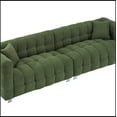 thumbnail image 4 of 102-inch green teddy fleece sofa with two throw pillows in living room Bedroom apartment sofa, 4 of 5
