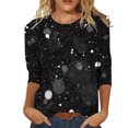 thumbnail image 1 of Fvwitlyh T-Shirt Femme Décontracté Impression Lettre Manches Courtes Col Rond T-Shirt Ample Blouse Hauts N,S, 1 of 5