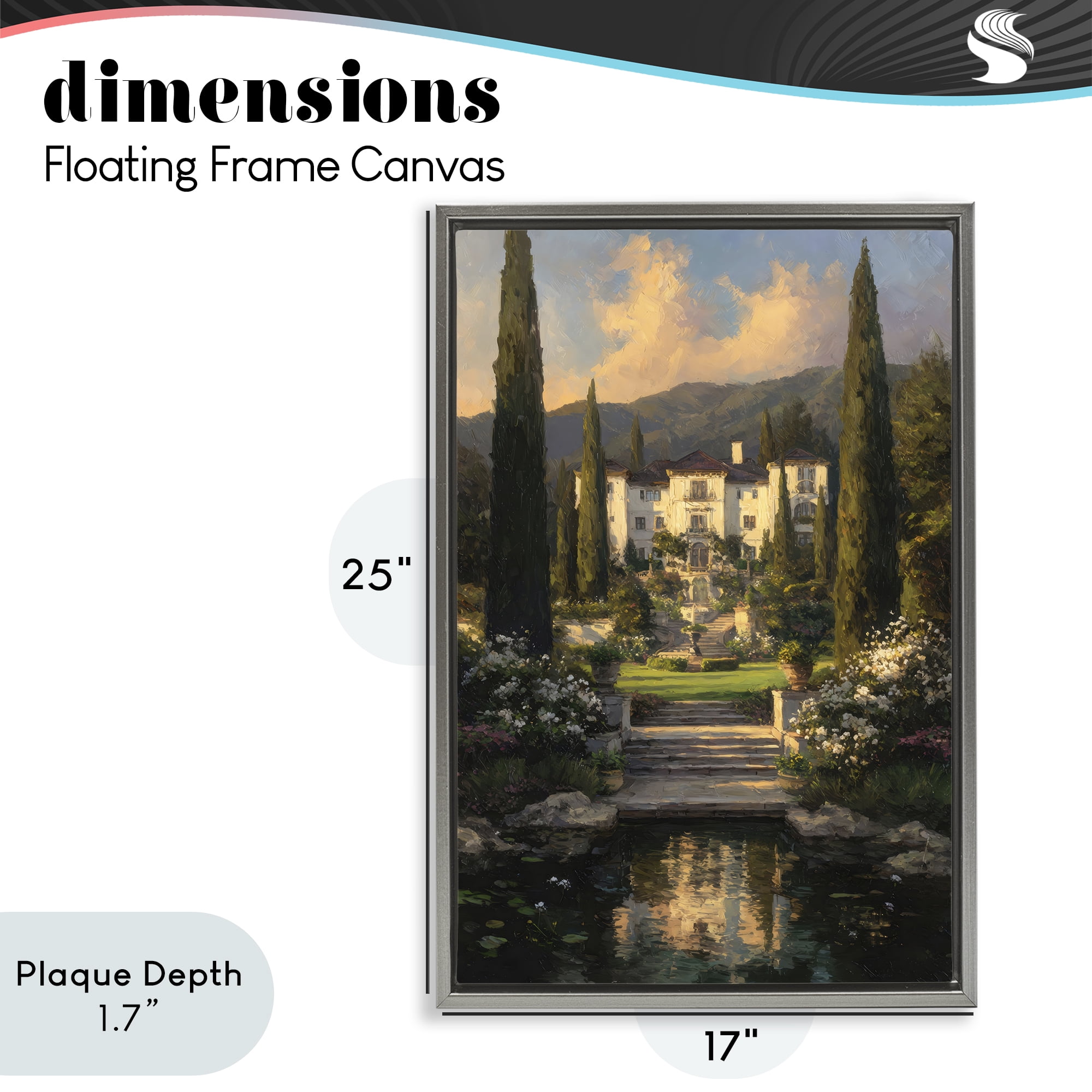 Stupell Industries Victorian Mansion at Sunset Gray Framed Floater Canvas Wall Art, design by Petal Prints Design