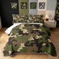 thumbnail image 2 of Manfei Minimalism Camouflage Twin Quilt Set, Mid Century Camo Twin Coverlet Set, Woodland Green, 2pcs, 1 Bedspread and 1 Pillowcase, 2 of 7