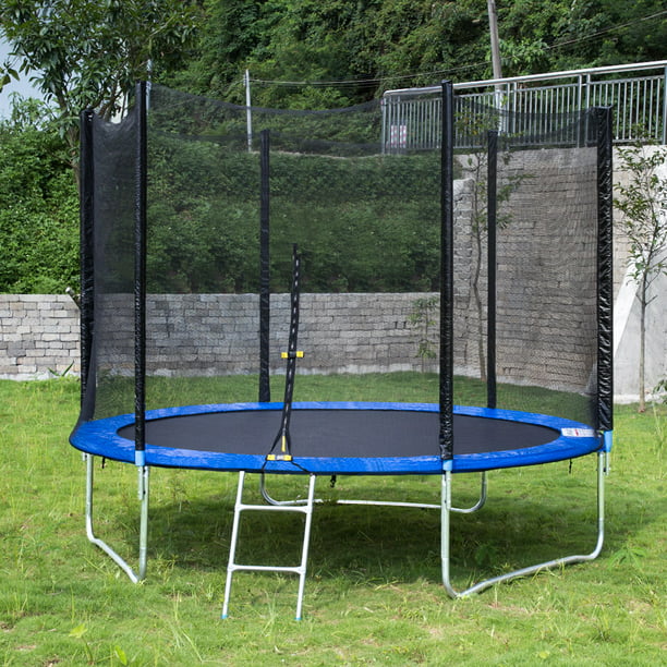 10' Trampoline with Enclosure Net, Indoor Kids Enclosure Above Ground Trampoline Ladder and Jumping and Safety Spring Cover Padding, Outdoor Family Trampoline Activity for Kids, S1573 - Walmart.com