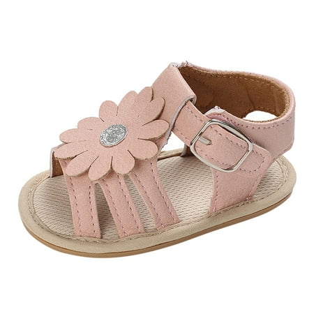 

ZMHEGW Girls Sandals Summer Shoes Outdoor First Walk Shoes Toddler Girls Shoes For Summer With Flower Bowknot