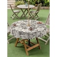 thumbnail image 4 of Outdoor Tablecloths with Umbrella Hole & Zipper, Vintage Floral Round Tablecloth 54 Inch, Grey Spring Dandelion Plants Flower Botanical Waterproof Table Cloth, Patio/Pool/Picnic Table Covers, 4 of 8