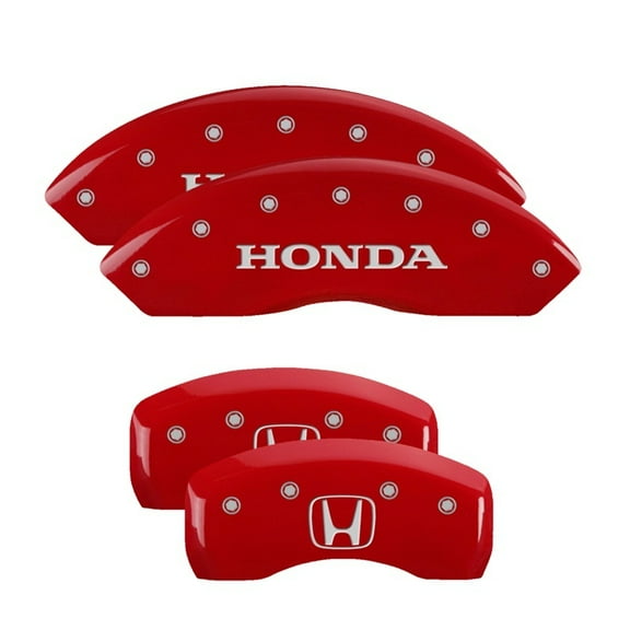 MGP 4 Caliper Covers Engraved Front Honda Engraved Rear H Logo Red finish silver ch Fits select: 2009-2011,2016 HONDA PILOT EXL