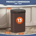 thumbnail image 5 of 13 Gallon Trash Can Automatic Kitchen Garbage Can with Lid Touchless Sensor Waste Bin Slim No Touch Stainless Steel Trash Can for Home, Living Room, Bedroom, Office （Brown）, 5 of 8