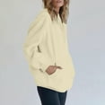 thumbnail image 4 of Women's Autumn Winter Button Up Cardigan, Solid Color Drawstring Hooded Pocket Sweatshirt, Soft Comfortable Long Sleeve Pullover for Casual Daily Wear, Entertainment and Seasonal Fashion Light Yellow, 4 of 7