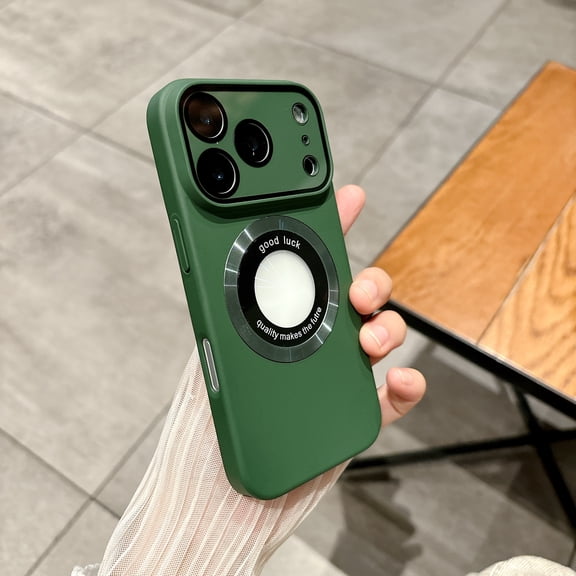 TECH CIRCLE for iPhone 12 Pro Max Magnetic Hard PC Case with Camera Lens Film,Compatible with MagSafe Military Drop Protector Luxury Matte Logo View Shockproof Solid Color Full Body Cover,Darkgreen