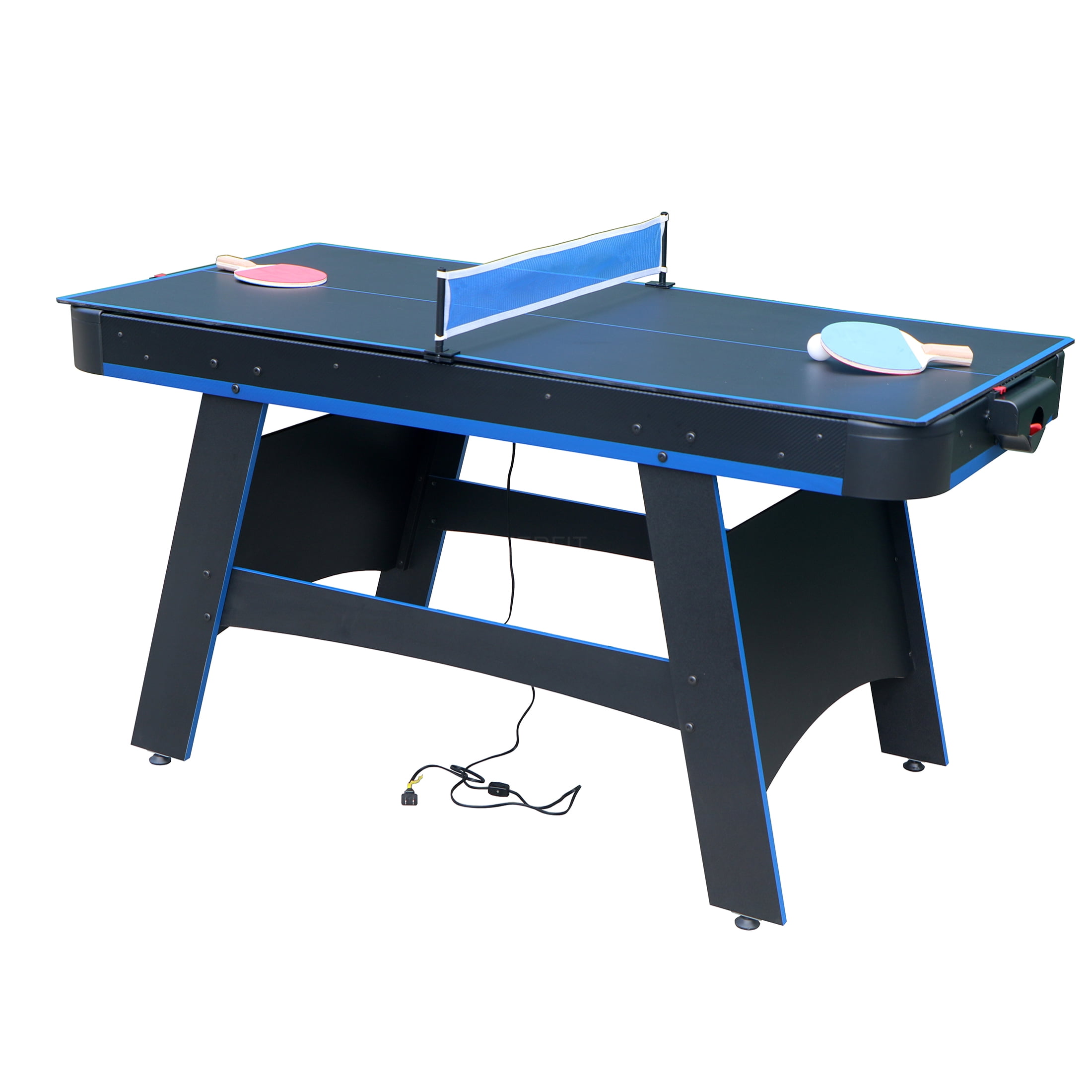 JERFIT 2-in-1 Air Hockey and Table Tennis Game Table, 60" Multi Functional Game Table for Indoor Family Fun, Black/White/Blue