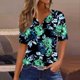 thumbnail image 2 of Camisetas Casuales de Mujer con Cuello en V Camiseta de Color Sólido, Manga Corta Casual Top para el Uso Diario, 2 of 5
