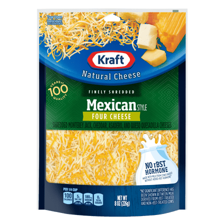 Kraft Mexican Style Four Cheese Finely Shredded Natural Cheese 8oz Bag