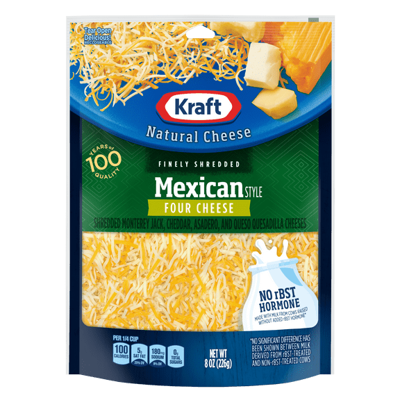 Kraft Mexican Style Four Cheese Finely Shredded Natural Cheese 8oz Bag