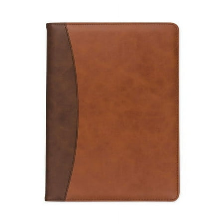 Samsill Two-Tone Padfolio with Spine Accent, 10.6w x 14.25h, Polyurethane, Tan/Brown, Each