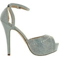thumbnail image 2 of Blossom Womens VICE-126 Bridal Formal Evening Party Ankle Strap High Heel Peep Toe Glitter Sandal, 2 of 4