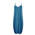 thumbnail image 5 of Lenago Robes Grande Taille pour Invitées de Mariage pour Femmes Mode à Bretelles Taille Mi-Haute Col en V Sans Manches Couleur Unie Ajustée Fête Plage Longue Robe Été Robes de Plage en Liquidation, 5 of 5