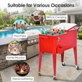 thumbnail image 5 of Biotree Portable Outdoor Patio Rolling Cooler Cart with Wheels and Drain Plug Ice Chest Cart for Party Beach Camping, Red, 5 of 11