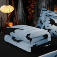 thumbnail image 5 of Homewish Scary Bat Silhouette Zipper Twin Comforter Sets with Fitted Sheet and 2 Pillowcases, Halloween Horror Zipper Bedding Set, Sky Blue Black, Black Reversible, 5 of 7