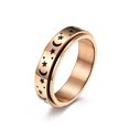 thumbnail image 1 of Anillo giratorio de acero de titanio y luna de estrella, anillo de acero inoxidable, luna de estrella, alivia la ansiedad, joyería de mano 5 # oro rosa liso JFHHH pequeña, 1 of 5