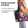 thumbnail image 2 of Pofeuu Vibrant Street Art Portrait Print Reusable Grocery Bags - Washable, Foldable, Packable Tote, Large Handles, Heavy Duty, Zippered Top Pouch, 2 of 8