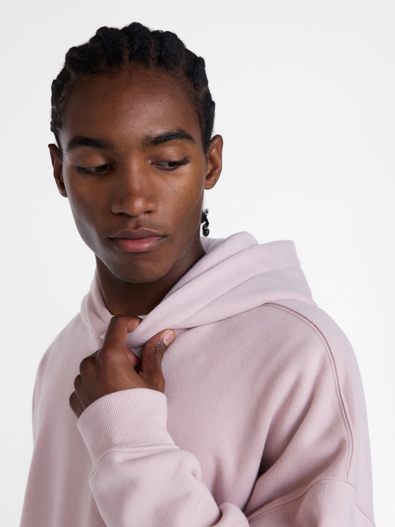 No Boundaries Boxy Fit Oversized Fleece Hoodie with Long Sleeves, Men's XS-4XLT