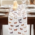 thumbnail image 3 of Table Runners 72 Inches Long Dress Scarves, Beige Brown Horses Farmhouse Kitchen/Dining Table Runner, Coffee Tablerunners, Horseshoes Farmhouse Abstract Art 16x72 Inch, 3 of 9