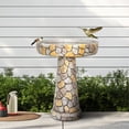 thumbnail image 3 of Concrete Bird Bath for Garden, 24" Tall Vintage Birdbath, Outdoor Standing Bird Water Bowl, Decorative Pedestal Bird Feeder for Patio Deck Backyard, 3 of 8