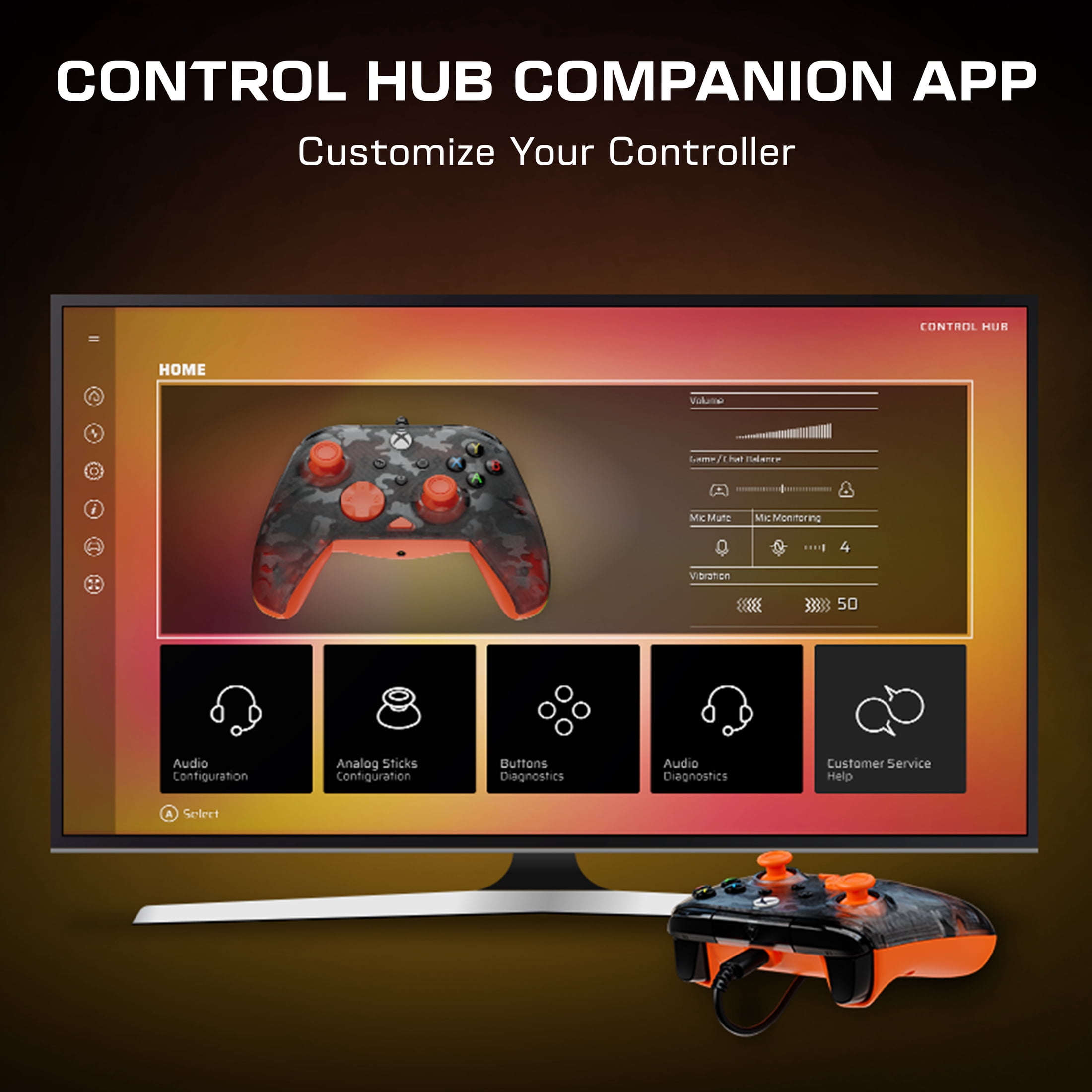 Turtle Beach Rematch Core Wired Gaming Controller (Ghost Black Camo/Orange) for XBOX Series X|S, XBOX One, & Windows 10/11 PC