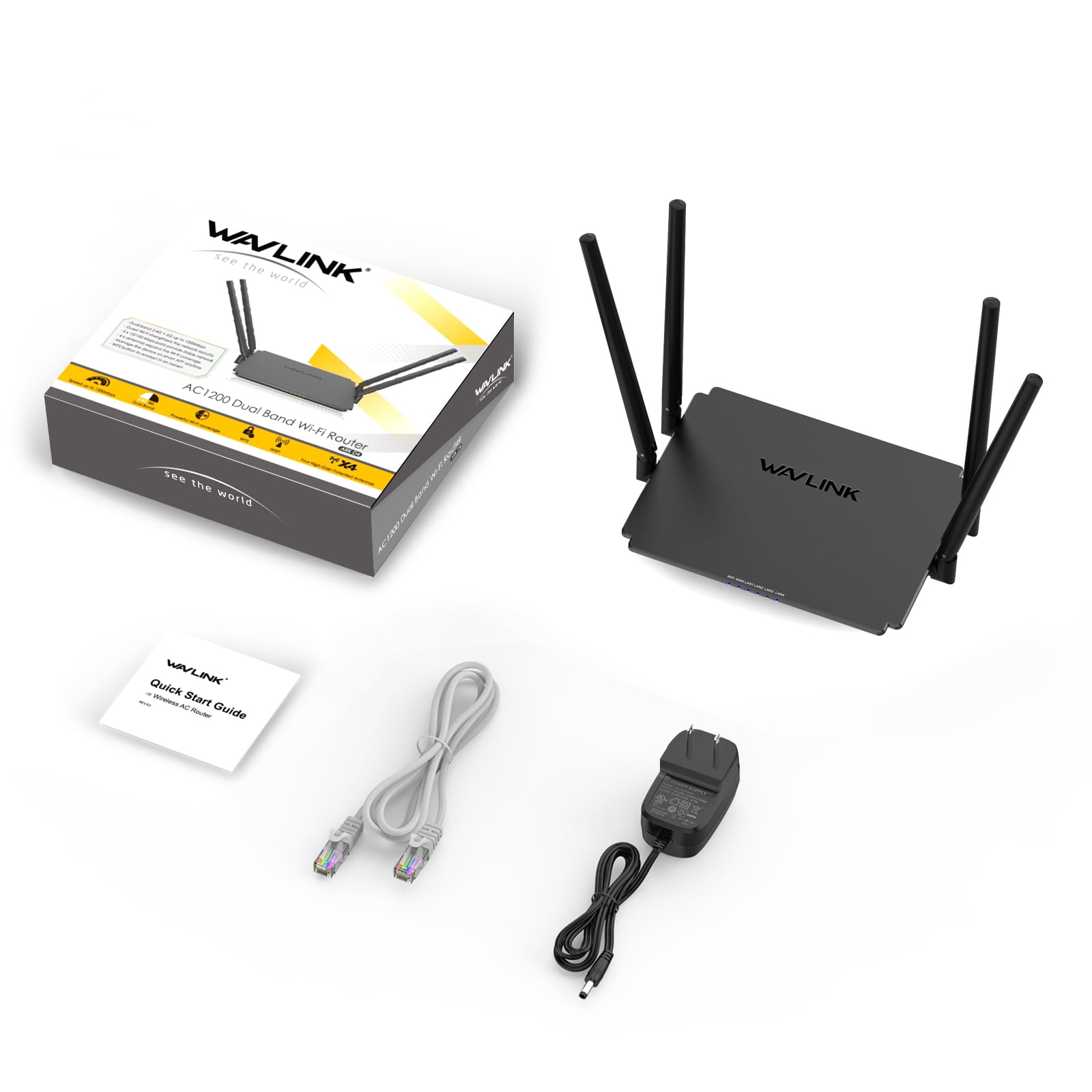 Quality100 Wireless Router 1200Mbps, 5GHz+2.4GHz Dual Band WiFi 5 Router with 4x5dBi Antennas, 10/100Mbps WAN/LAN, Supports Router/AP/Repeater Mode, Beamforming Tech