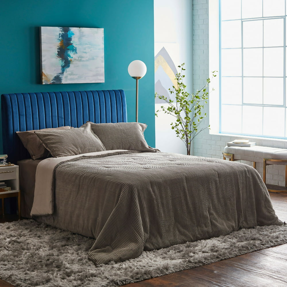 MoDRN Neo Luxury Corduroy Grey 3-Piece Comforter Set, Queen - Walmart ...