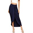 thumbnail image 1 of Minnieouse de mujer Casual Irregular Fácil de combinar Transpirable Color sólido Home Office Girls Faldas Ropa S Azul oscuro Type3 NO3, 1 of 5