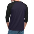 thumbnail image 5 of Men's Long Sleeve Round Neck Contrast Color Raglan Three Quarter Sleeve T-Shirt Top for Spring Fall Sporty Style,Navy,S, 5 of 8