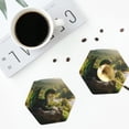 thumbnail image 5 of Pofeuu Deep Forest Stone Green Dragon Print Leather Coasters Set of 6, Round Cups Mugs Mat Pad for Home Kitchen Heat Resistant Drink Coasters,Hexagon, 5 of 7