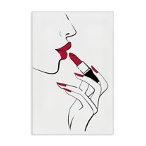 Stupell Industries Red Lips Makeup Novelty Painting Gallery Wrapped Canvas Art Print Wall Art, 30 x 45