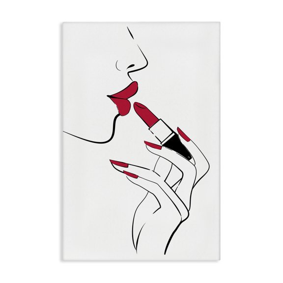 Stupell Industries Red Lips Makeup Novelty Painting Gallery Wrapped Canvas Art Print Wall Art, 30 x 45