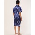 thumbnail image 4 of Lars Amadeus Conjunto de pijama de satén para hombre, con botones y estampado de corazones, ropa de dormir corta, ropa de descanso, conjuntos de pijamas Azul M Unique Bargains Conjunto, 4 of 5