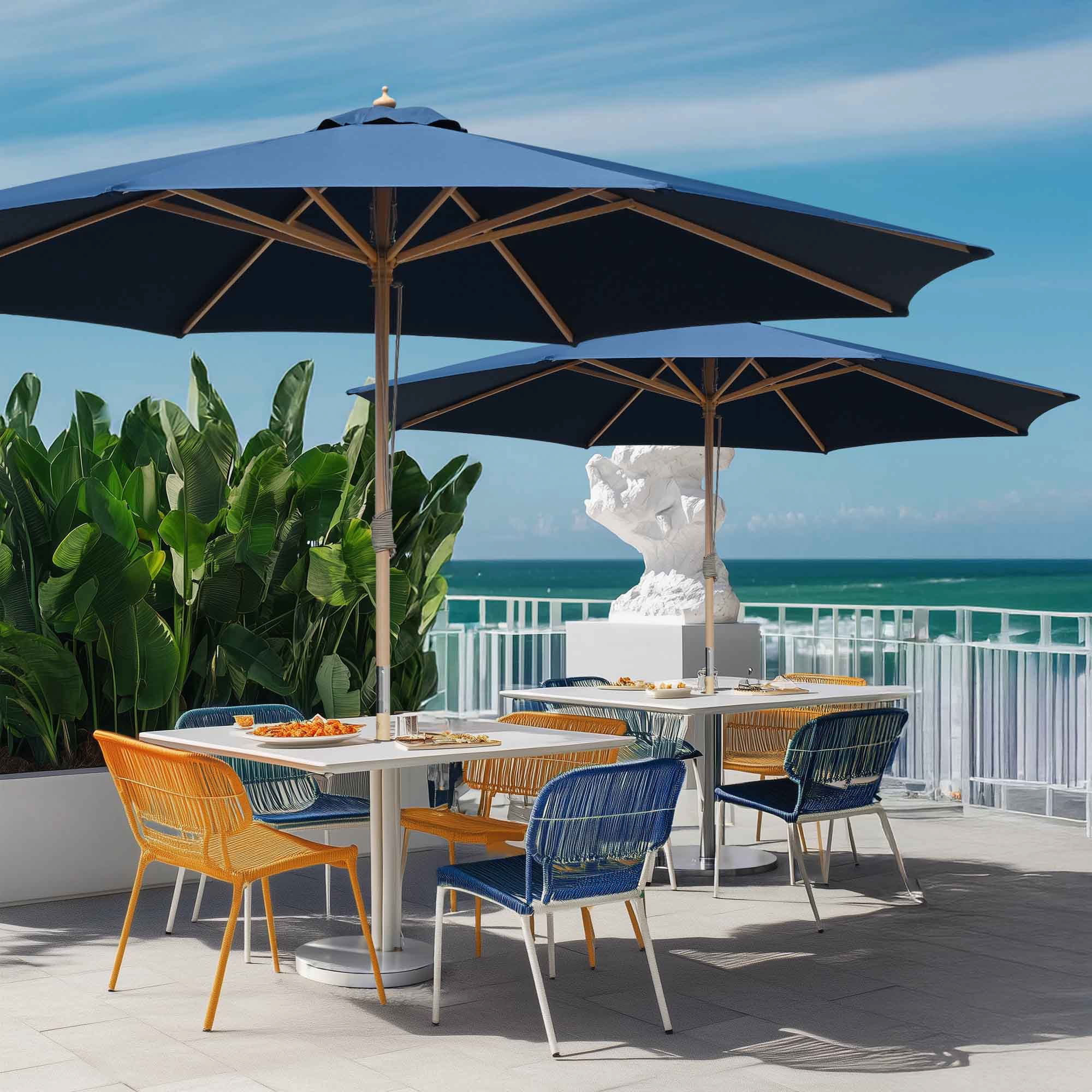 Yescom 13FT Large Outdoor Patio Umbrella UV30+ Wood 8 Rib Pole for Table Beach Yard Garden Wedding Deck Cafe Pool Navy