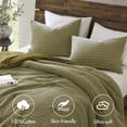thumbnail image 3 of Green Full/Queen Waffle Comforter Set 3-Piece, 100% Cotton Washed Bedding with Oversized Design, 3 of 17