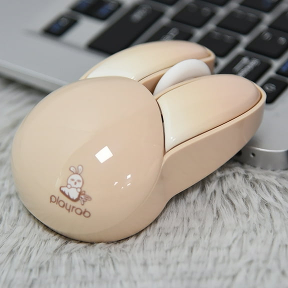 Oggfader Wireless Mouse for Laptop Wireless Mouse Mute Lovely Rabbit Lady Office Laptop Beige