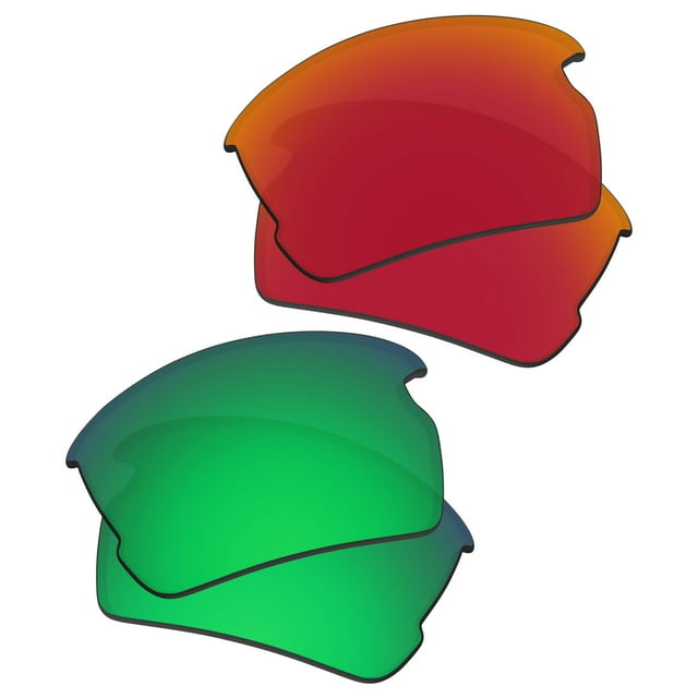 2 Pairs Lenses Replacement for Oakley Flak 2.0 XL Sunglass Polarized - Red Mirror & Green Mirror