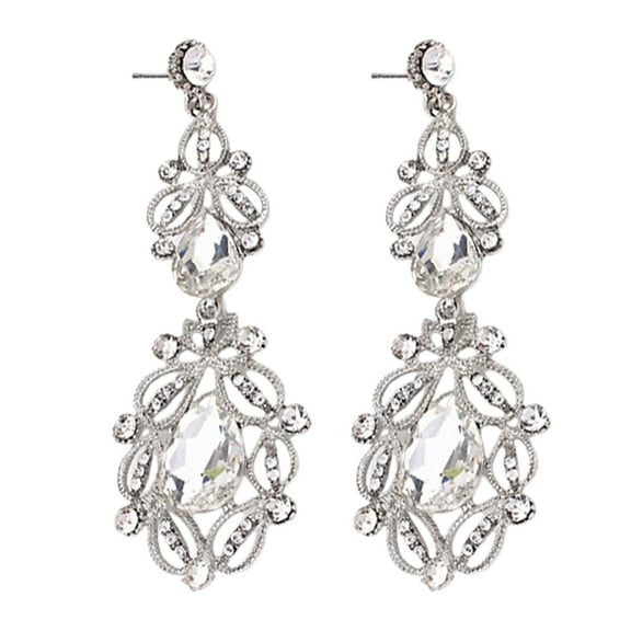 ievspot 1 Pair Women Earrings Rhinestone Decor Hanging Earrings Long Dangle Earrings Prom Party Dating Ear Jewelry