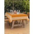 thumbnail image 4 of 60x84 Inch Outdoor Tablecloth with Umbrella Hole Zipper Rectangle Orange Greek Key Rectangular Tablecloths Outside Waterproof White Greece Ancient Farmhouse Geo Patio Table Cover for Picnic Party, 4 of 8