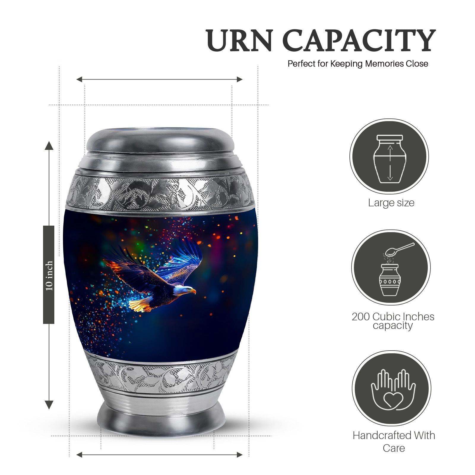 Spirit Eagle Large Urns for Human Ashes Adult Male, Cremation Urn (10 Inch)