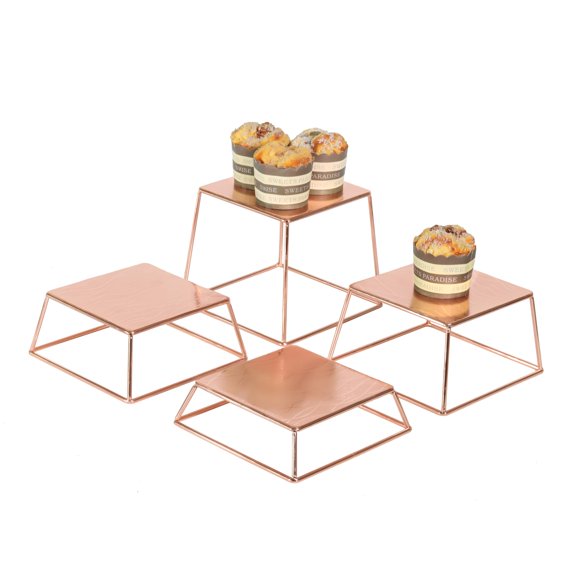 Expositores de comida YFEEN, elevadores de mesa para postres, oro rosa, juego de 4