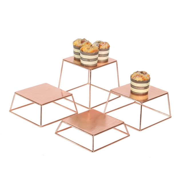 Expositores de comida YFEEN, elevadores de mesa para postres, oro rosa, juego de 4