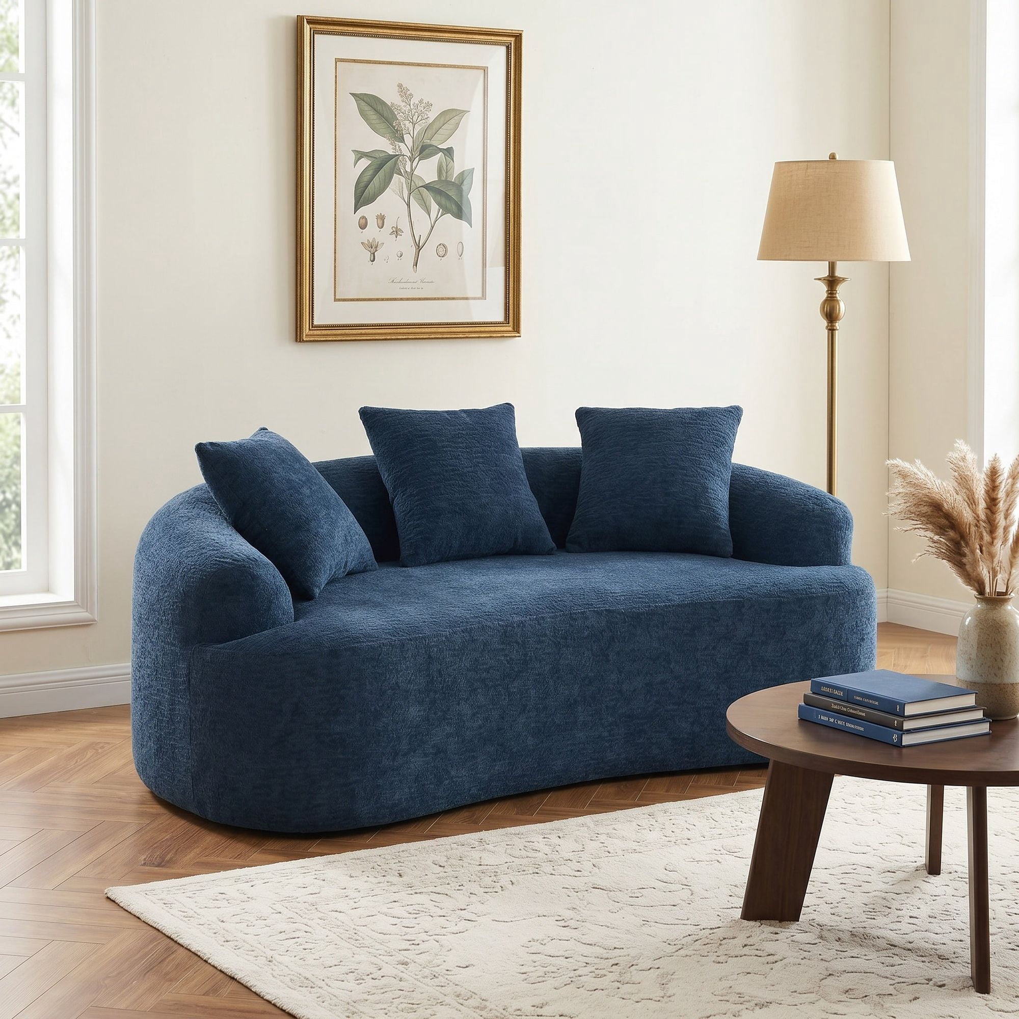 Sailvan Curved Loveseat No-Assembly Chenille Sofa for Small Spaces